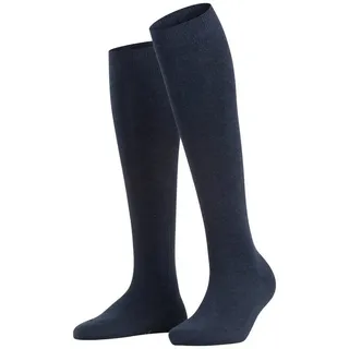 Falke Damen Kniestrümpfe Family W Kh nachhaltige Baumwolle lang einfarbig 1 Paar, Blau Navy Blue 6499, 35-38