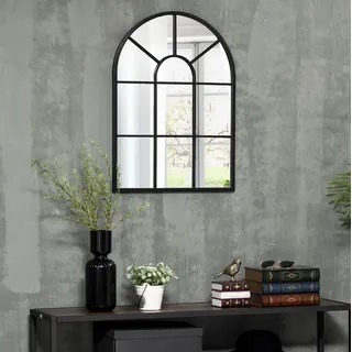 Dekorativer Wandspiegel In Fensteroptik 70 X 50 Cm Aus Schwarzem Metall Havrya