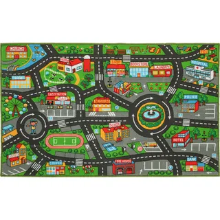 AIYAPLAY Krabbelmatte Baby, Spielmatte 160x100x0,5cm, Rutschfest Krabbeldecke mit Rutschfester Unterseite Stadtmotiv Spielteppich für Kinderzimmer   Aosom