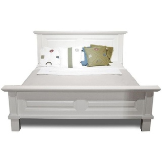 Casa Padrino Bett Doppelbett Weiß 200 x 200 x H. 110 cm - Massivholz Bett - Schlafzimmer Möbel