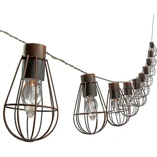 Dehner Lichterkette Metall 330 cm 10 LED-Glühbirnen schwarz/braun