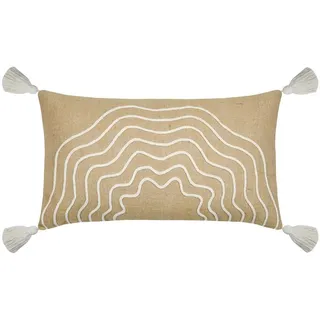 SCHÖNER LEBEN. Dekokissen Kissen Jute Lurex mit Quasten gold beige 35x60cm beige|goldfarben