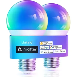 Linkind Smart RGBTW Glühbirne 2 Stück 16 Mio. Farben 9 W E27