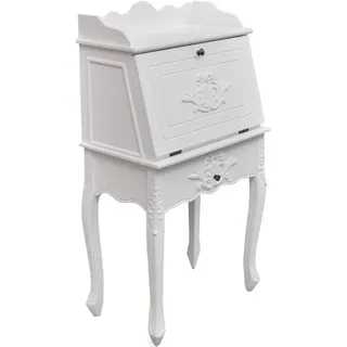 furnicato Schreibtisch Sekretär im französischen Landhaus-Stil 60x36,4x111 cm Weiß (1-St), Klappbarer Schreibtisch mit Regalen und Stauraum für das Arbeitszimmer weiß