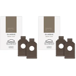 ipuro Classic Car Line Autoduft Cuir EVA Refill 2x9g - Luxuriöser Duft für Auto mit Zitrusnoten, Leder & Vanille - Langanhaltender Autoduft Lufterfrischer - Passend für ipuro Classic Autostecker Clip