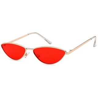 Sonnenbrille STYLEBREAKER "Schmale Cateye Sonnenbrille mit Metallrahmen", Damen, rot (gestell silber, glas rot getönt), Modisch, Sonnenbrillen Sonnenbrille