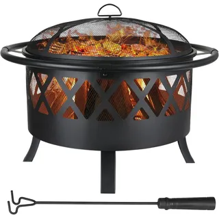 TLGREEN Feuerschale Feuerschalen für den Garten, Feuerschalen mit Grillrost, mit Funkenschutz, Ø81cm Feuerstelle Ø 81 cm