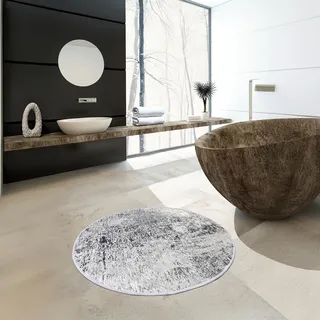 Bosdela Royal Badezimmerteppiche Evidence Round, Ø140 cm – rutschfest, Weich, Luxuriös, Stilvoller Teppich für Badezimmer, Dusche, WC, Badvorleger, Moderne Deko