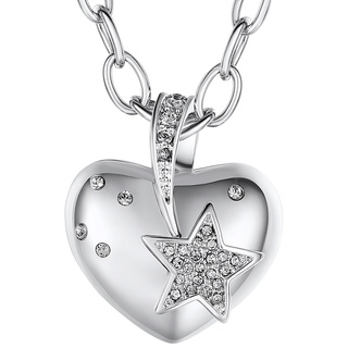Lulu & Jane Halskette Herz Metall-Legierung verziert mit Kristallen von Swarovski® in Silber Ketten Damen