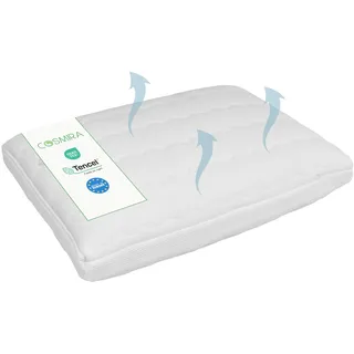 Cosmira Ergonomisches Nackenstützkissen – Orthopädisches Viskoschaum Kopfkissen mit Tencel-Hanf-Mischbezug, kühlend, hautfreundlich, Made in Europe