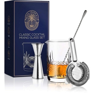 Regal Trunk & Co Cocktail Shaker Klassisches Cocktail-Rührglas Set, Ultraklares Glas 5-Teiliges Set Rostfreier Stahl