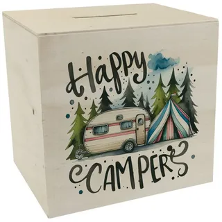 speecheese Spardose Happy Campers Wohnwagen Spardose aus Holz