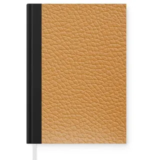 MuchoWow Notizbuch Leder - Strukturiert - Leder-Optik - Orange, Notebook, Notizblock a5, Tagebuch, Journal Liniert