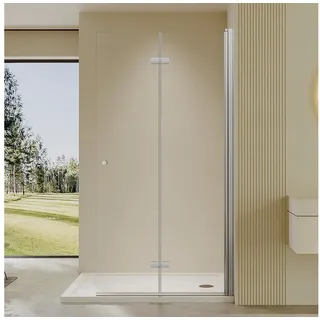 AmuseVera Walk-in-Dusche Duschwand Duschabtrennung Glaswand Faltwand Glas, Sicherheitsglas, (Set, Duschwand für Dusche), Drehfalttür Faltdusche Glaswand Duschfaltwand silberfarben 70 cm x 185 cm