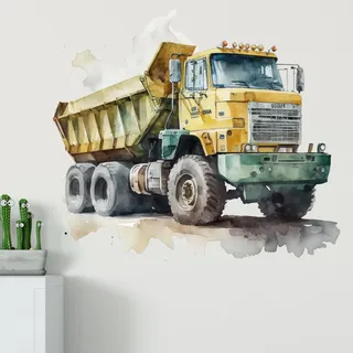 GRAZDesign Wandtattoo Fahrzeuge Baustelle Kinderzimmer Junge, Wand Aufkleber Tattoo Kinder Auto, Bagger Wandaufkleber für Jungenzimmer & Teenager 64x57cm