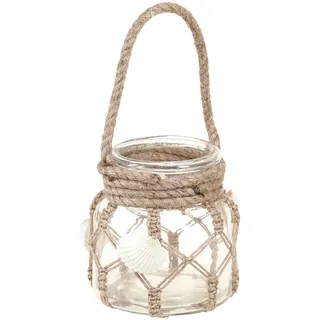 Deko Glas Muscheln Makramee Maritim Set Vase Ø11cm, 2 Stück