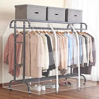 Chaoyilian Transparente kleiderabdeckung,Staubschutz kleiderständer,Wasserdichter doppelstangen-kleiderstanges,Abdeckung für kleiderständer doppelt,Schutzhülle Kleiderstanges,Staub,Für Kleidung