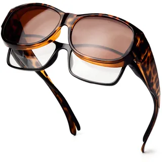 Face Shadow Polarisiert Überzieh Sonnenbrille Damen über Normale Brille UV400 Schutz, Übergroß Überbrille für Brillenträger, Ultra Leicht Fahren Angeln - M