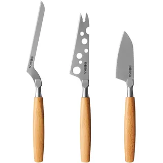 Boska Käsemesser-Set Amigo/Käsemesser für jede Käsesorte / 3er-Set/Ergonomischer Griff/Hochwertiger rostfreier Stahl/Buchenholz/Nicht haftend dank BSF™-Behandlung