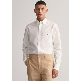 Gant Businesshemd Regular Fit Oxford Hemd strukturiert langlebig dicker Oxford Hemd Regular Fit weiß