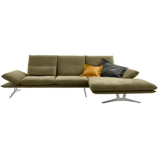 Koinor Ecksofa, Grün, Metall, Uni, 3-Sitzer, Ottomane rechts, L-Form, 314x159 cm, Goldenes M, Fußauswahl, Stoffauswahl, seitenverkehrt erhältlich, Hocker Rücken echt, individuell planbar, Wohnzimmer, Sofas & Couches, Wohnlandschaften, Ecksofas
