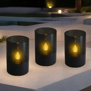 Spetebo Solarleuchte Kunststoff 11 x 7 cm 3er Set schwarz
