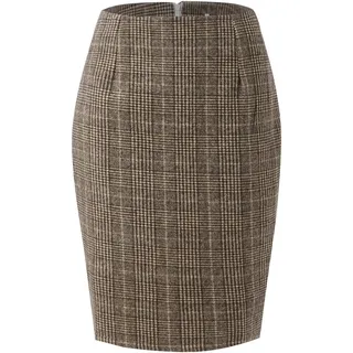 Rock Damen Winter Kariert Elegant - Rock Mit Plaid a Linie Hohe Taille Winterrock Midirock Büro Rock Figurbetont Knielang Arbeitsrock Winter Vintage Retro Bodycon Rock Kariert Röcke Knielang Wollrock