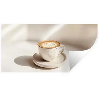 MuchoWow Wandsticker Cappuccino - Schaumstoff - Schale - Beige (1 St), Sticker für die Wohnzimmer und Schlafzimmer, 160x80 cm 160 cm x 80 cm x 0.1 cm