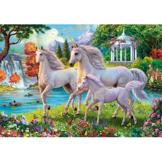 CLEMENTONI Puzzle Unicorns at the Waterfall 180 Stücke - für Kindern 7-9 Jahre, Geschenk für Kinder, Made in Italy, 29794