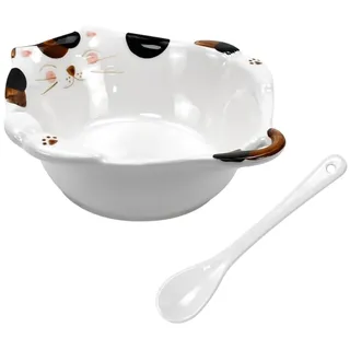 GZCZCC Müslischalen Kätzchen Schüssel Keramik Müslischale Kinder Porzellan Müslischale Personalisiert Katze Kinderschüssel Steingut Schale in Süßem Kätzchen Look Geschenk für Geburtstag, Einschulung