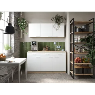 Respekta Merle Küchenmöbel-Set Unterschrank/Hängeschrank 150 cm Weiß