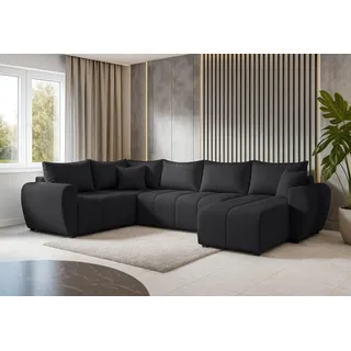 AXLIVING Malatya U XL Wohnlandschaft U Form XXL Ecksofa Schwarz modern L