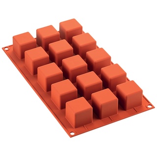 silikomart SF105 Backform Form-Cube Ziegelrot 33X35 H 35 MM, Silicone, Terracotta, 29.5 x 17.5 x 1.5 cm