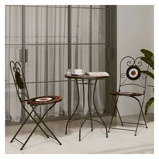 vidaXL Mosaik-Bistro-Set 7-tlg. Terrakottarot/Weiß