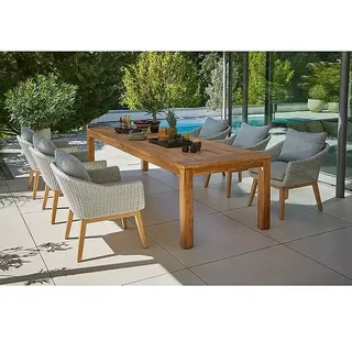 Sunfun Gartenmöbel-Set Laura/Paula XL  (7 -tlg., Akazie/Aluminium/Polyrattan, Braun/Grau)