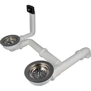 tecuro Doppel-Spülen-Siebkorbventil Ø 114 mm 38 x 64 mm Weiß