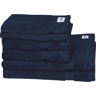 Handtuch Set SCHÖNER WOHNEN-KOLLEKTION "Cuddly" Handtuch-Sets Gr. 6 tlg., blau (marine) Handtücher Badetücher Handtuchset schnell trocknende Airtouch-Qualität