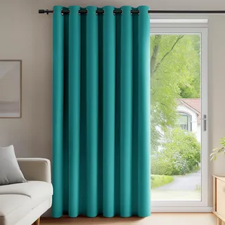 Deconovo Blickdichte Vorhänge mit Ösen Gardinen Thermo Verdunkelungsvorhang Kinderzimmer Dicke Thermovorhang Kälteschutz Thermogardine Hitzeschutz, 214x203 cm(HöhexBreite), Türkis, 1 Stück