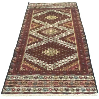 Wollteppich »Kelim Afghan Teppich handgewebt braun«, morgenland, rechteckig, Höhe: 4 mm, Kurzflor braun