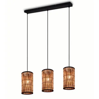 meineWunschleuchte Sara 3-flg. 80 cm rund Rattan braun