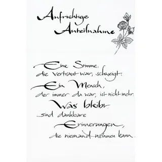 Trauer – Beileid - Kondolenzkarte im Format 11,5 x 17 cm mit