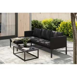 Ambia Garden Loungegarnitur, Dunkelgrau, Metall, Textil, 3-teilig, Füllung: Polyester,Schaumstoff, einzeln stellbar, 128x68x66 cm, wetterbeständig, geeignet für Balkon, Loungemöbel, Gartenlounge-Sets