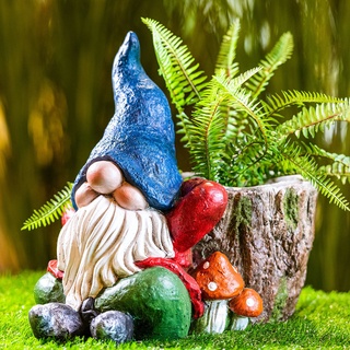 Gartenzwerg-Figur Mit Pflanztopf  Sitzend