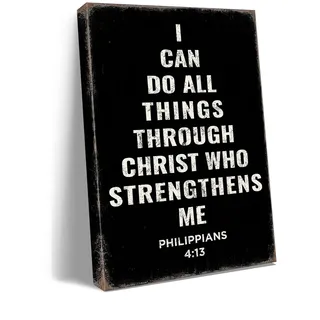 Philippians 4:13 Wandkunst für Männer – I Can Do All Things Through Christ Who Strengthens Me – Christliche inspirierende Poster für Büro, Männerhöhle, Fitnessstudio – Motivierende und spirituelle