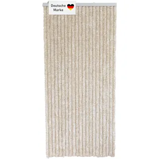 LEMODO Türvorhang Wohnwagen, Flauschvorhang 90x200 cm, Camping Vorhang als Fliegengitter für die Tür, Insektenvorhang beige/weiß, optisch attraktiver Fliegenschutz