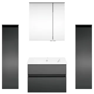 Puris Badezimmer Get2You, Anthrazit, Grau, Dunkelgrau, Holzwerkstoff, 5-teilig, 2 Schublade(n) Schubladen, 122.4 cm, Goldenes M, Made in Germany, Dgm, hängend, Badezimmer, Badmöbelsets & Badmöbelserien, Badmöbel-Set
