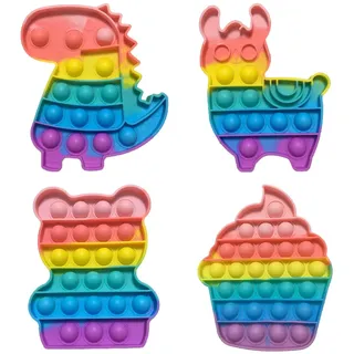 iPobie 4Pcs Pop Bubble Fidget Toy Set,Antistress Spielzeug,Silikon Regenbogen Sensorisches Spielzeug,Stressabbauendes Geburtstagsgeschenk Push Spiel für Erwachsene und Kinder