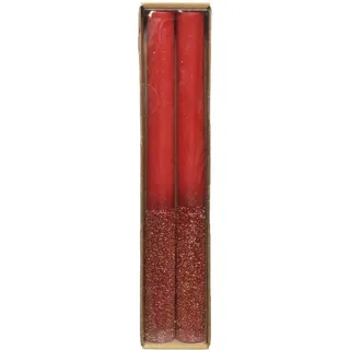 Rote Kerzen mit Glitzer H 25 cm