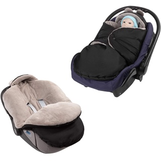 millybo Fußsack Baby Einschlagdecke für Winter geeignet für Kinderwagen Babyschale Babybett Autositz Buggy (600.300 Nylon schwarz- Minky Latte)
