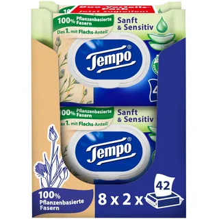 Tempo ''Sanft und Sensitiv'' feuchtes Toilettenpapier, Mega Pack, 16 x 42 Tücher)